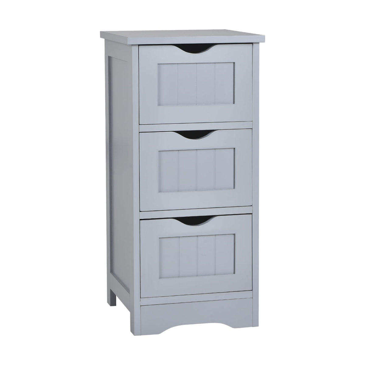3-Tier Wooden Bathroom Floor Cabinet - Slim Storage Organizer, Gray-Floor Cabinets-DECOROLALA
