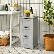 3-Tier Wooden Bathroom Floor Cabinet - Slim Storage Organizer, Gray-Floor Cabinets-DECOROLALA