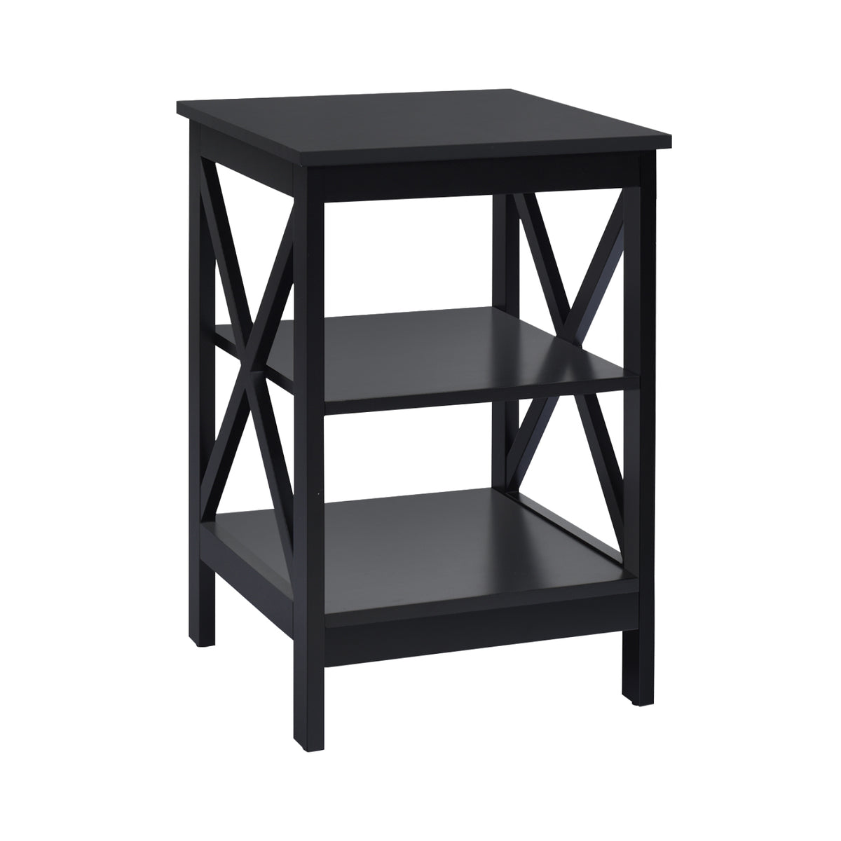 3-Tier X-Design Nightstands with Storage Shelves for Living Room Bedroom-Black-End & Side Tables-DECOROLALA