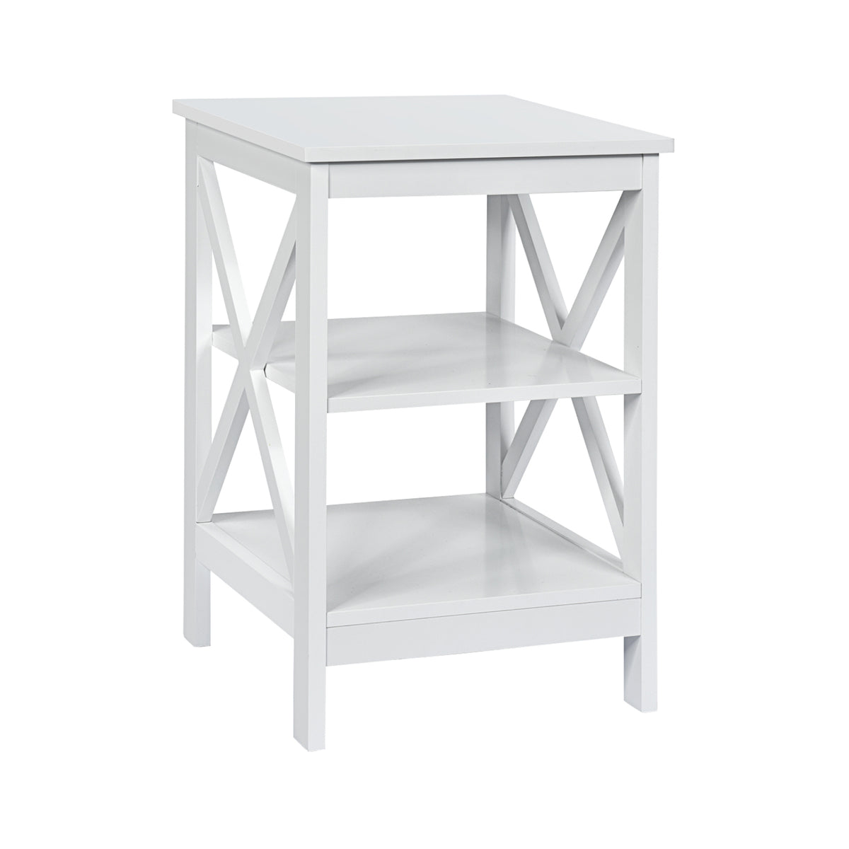 3-Tier X-Design Nightstands with Storage Shelves for Living Room Bedroom-White-End & Side Tables-DECOROLALA
