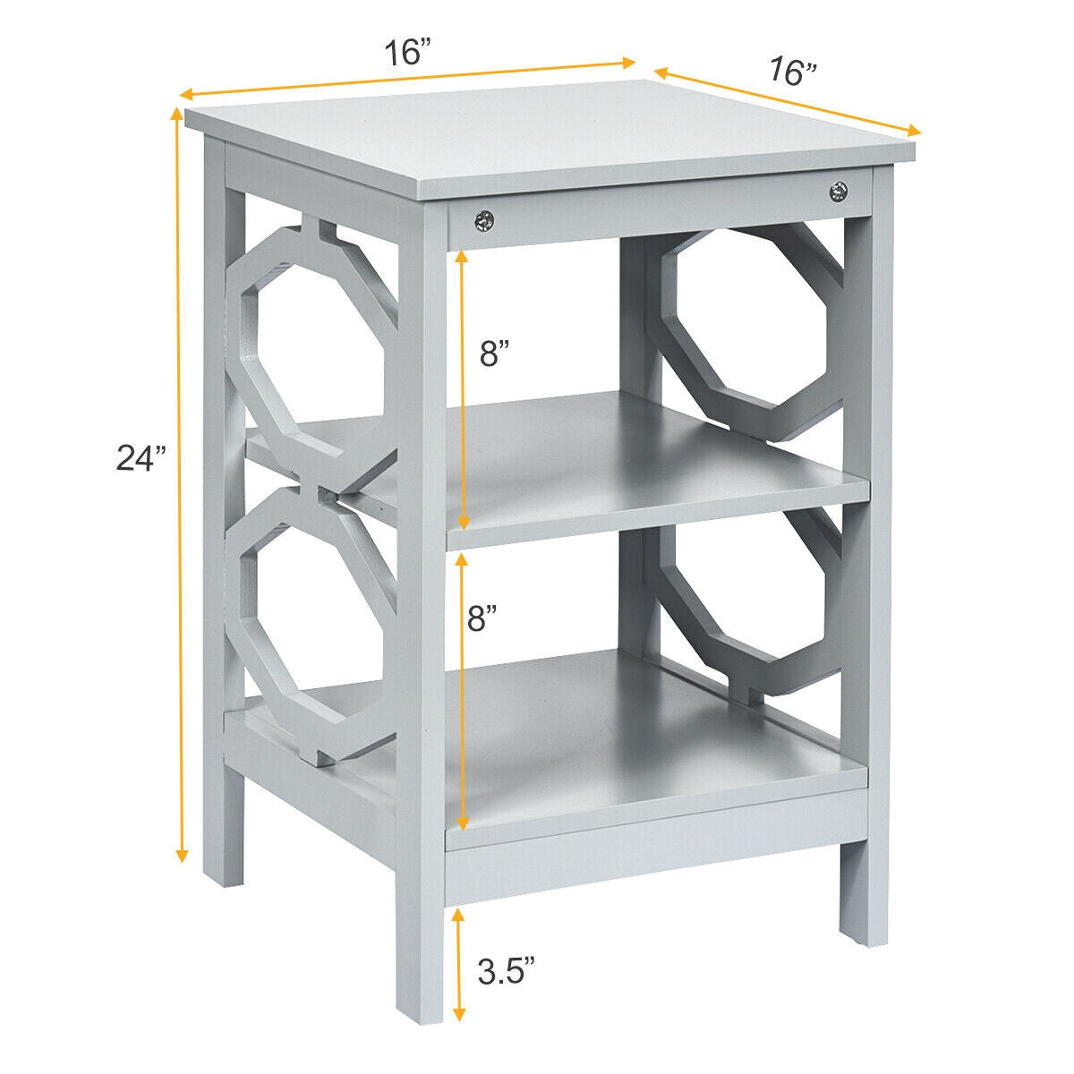 3 Tiers Nightstand Sofa Side End Accent Table-Gray-End & Side Tables-DECOROLALA