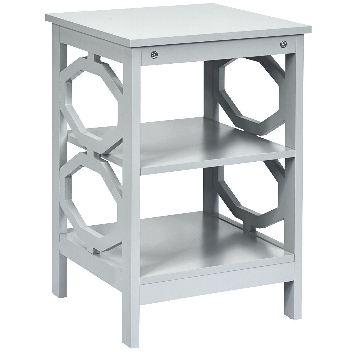 3 Tiers Nightstand Sofa Side End Accent Table-Gray-End & Side Tables-DECOROLALA