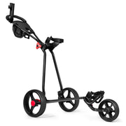 3 Wheel Durable Foldable Steel Golf Cart with Mesh Bag-Golf-DECOROLALA