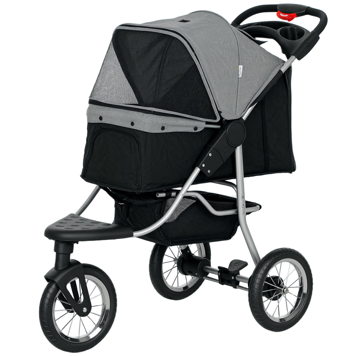 3-Wheel Foldable Pet Stroller for Small Dogs - Grey-Dogs-DECOROLALA