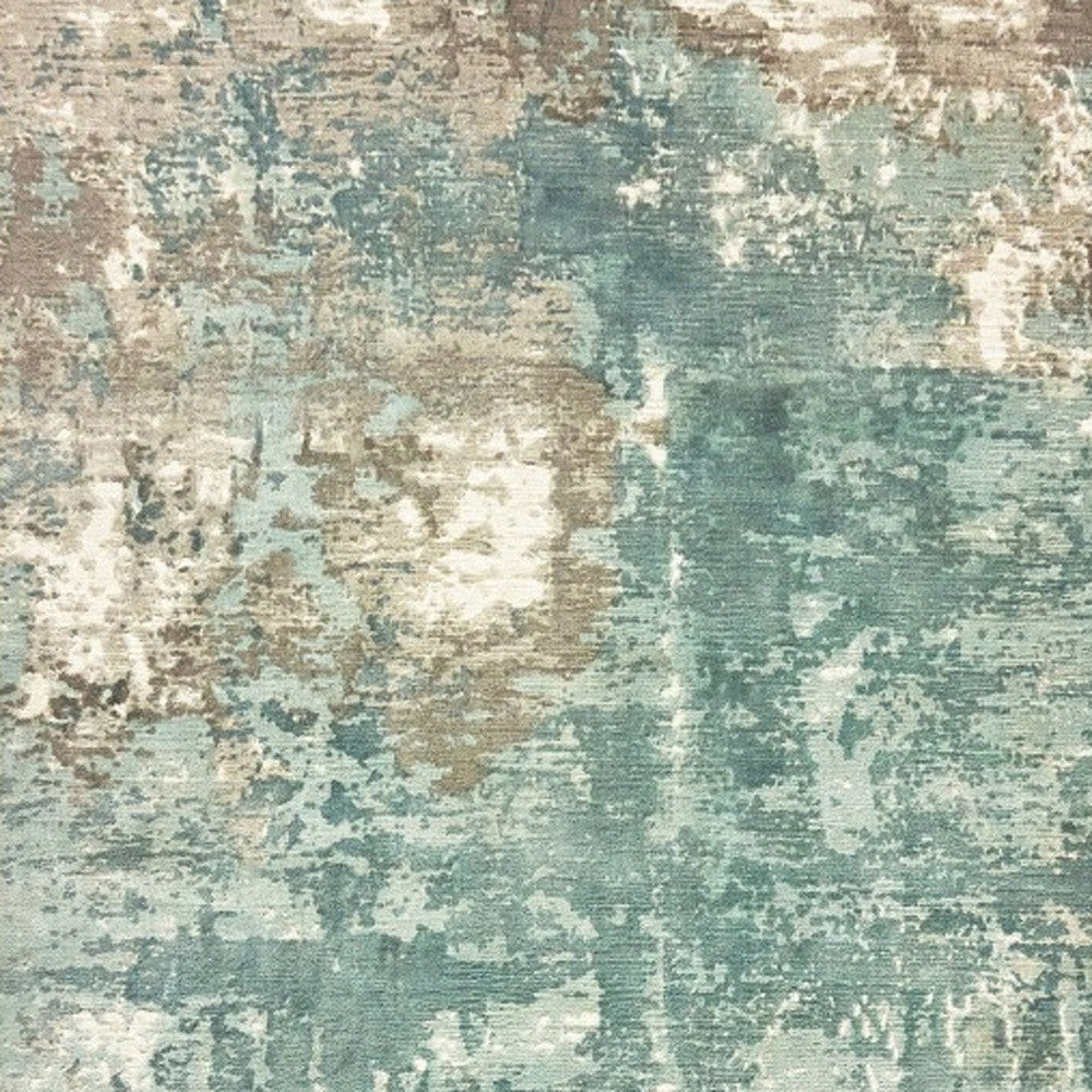 3' X 10' Blue And Gray Abstract Pattern Indoor Runner Rug-Area Rugs-DECOROLALA