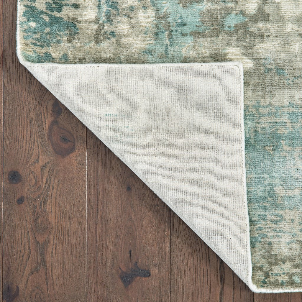 3' X 10' Blue And Gray Abstract Pattern Indoor Runner Rug-Area Rugs-DECOROLALA