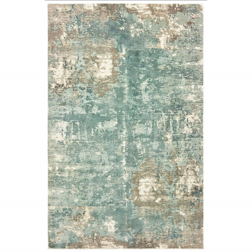 3' X 10' Blue And Gray Abstract Pattern Indoor Runner Rug-Area Rugs-DECOROLALA