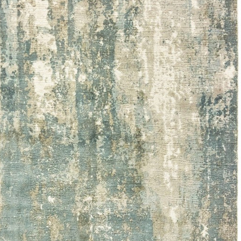 3' X 10' Blue And Gray Abstract Splash Indoor Runner Rug-Area Rugs-DECOROLALA