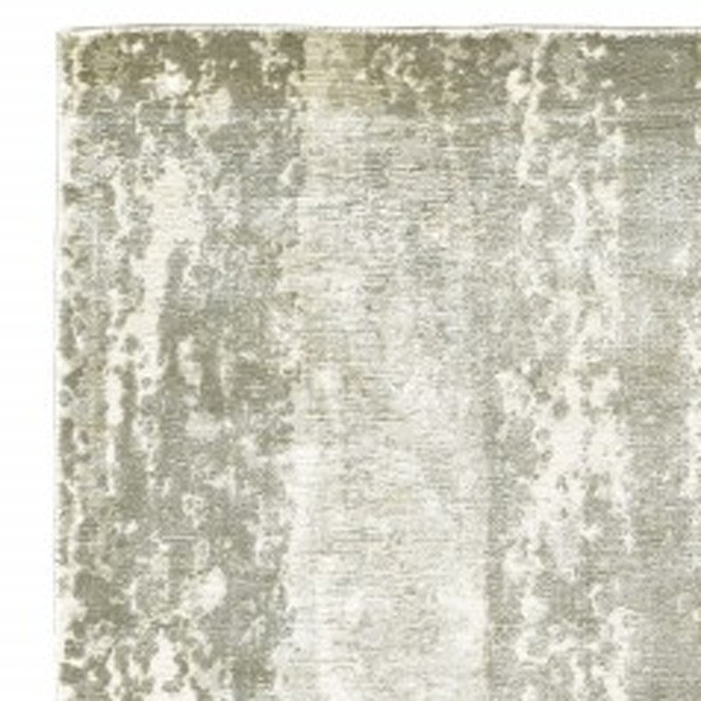 3' X 10' Gray And Ivory Abstract Splash Indoor Runner Rug-Area Rugs-DECOROLALA