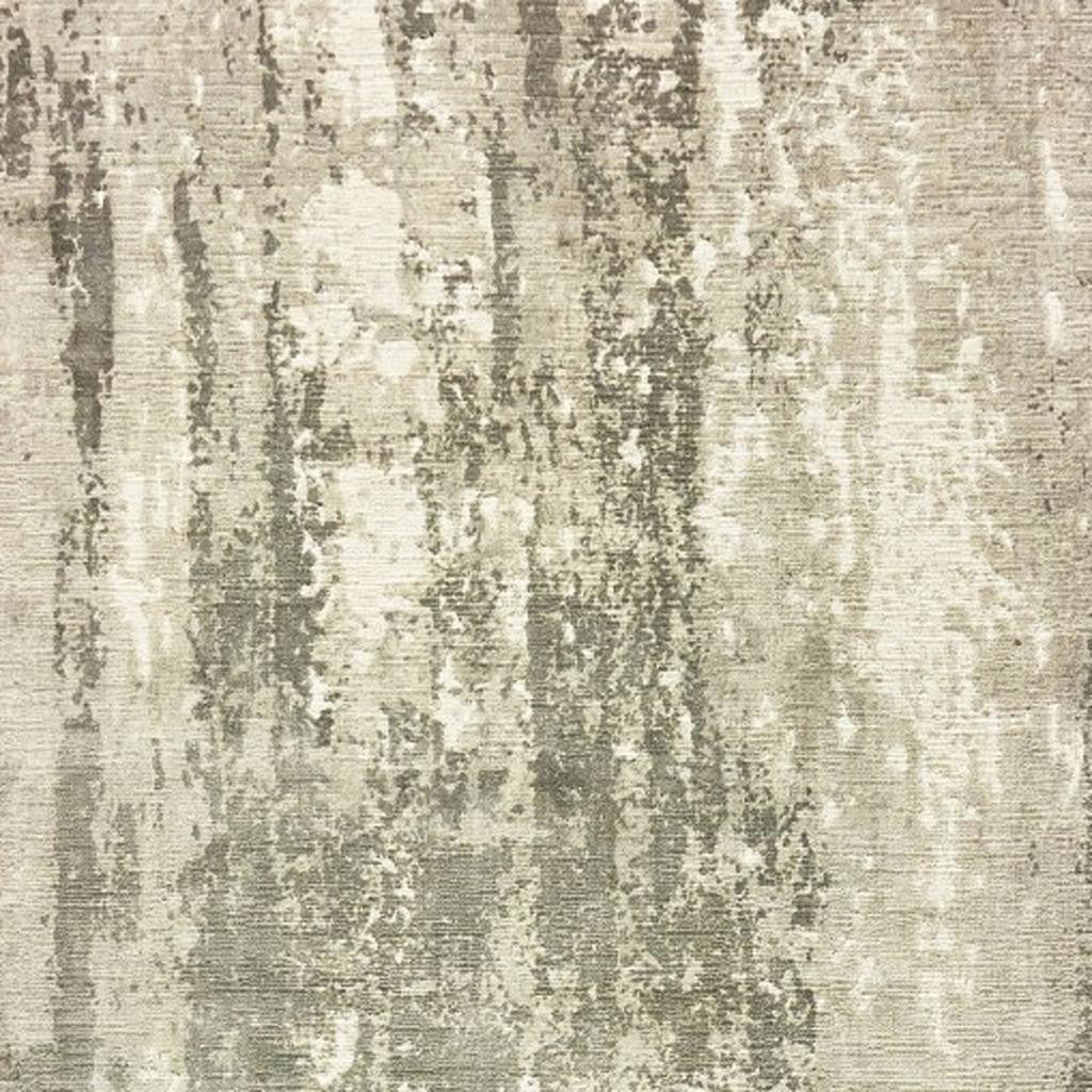 3' X 10' Gray And Ivory Abstract Splash Indoor Runner Rug-Area Rugs-DECOROLALA