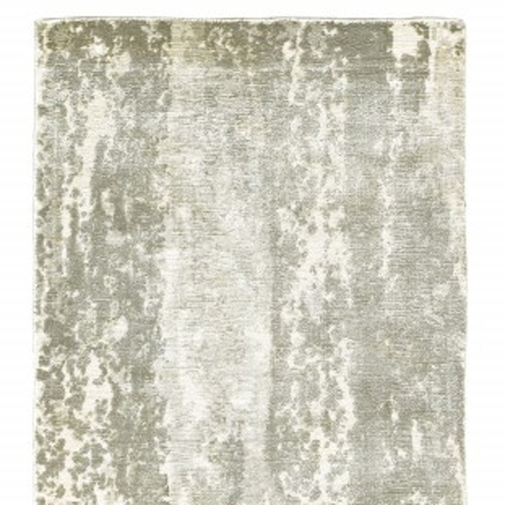 3' X 10' Gray And Ivory Abstract Splash Indoor Runner Rug-Area Rugs-DECOROLALA