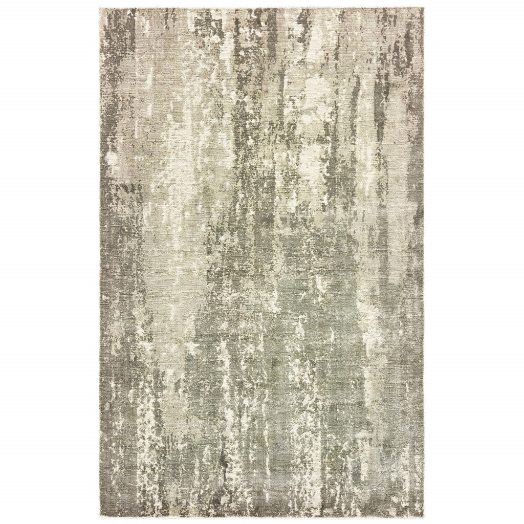3' X 10' Gray And Ivory Abstract Splash Indoor Runner Rug-Area Rugs-DECOROLALA