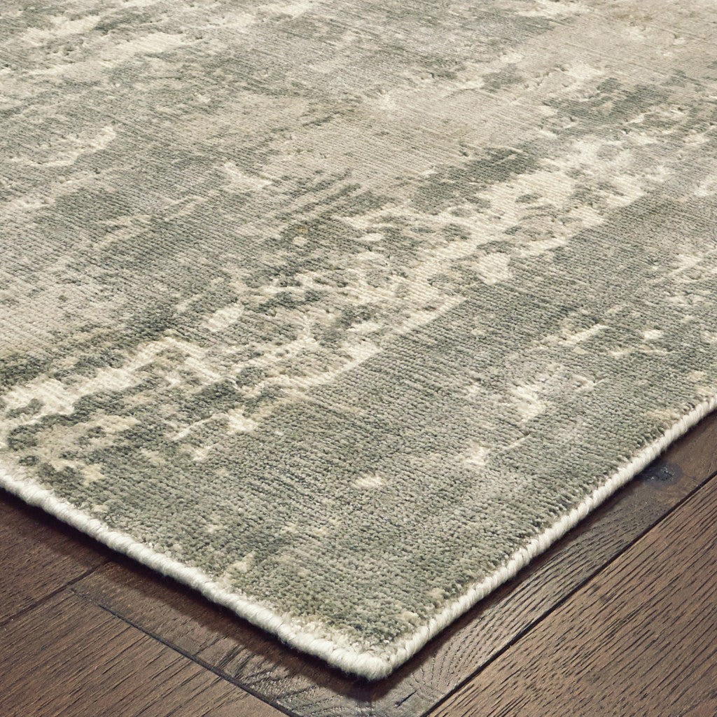 3' X 10' Gray And Ivory Abstract Splash Indoor Runner Rug-Area Rugs-DECOROLALA