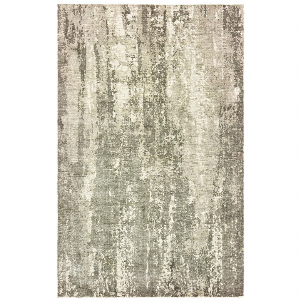 3' X 10' Gray And Ivory Abstract Splash Indoor Runner Rug-Area Rugs-DECOROLALA