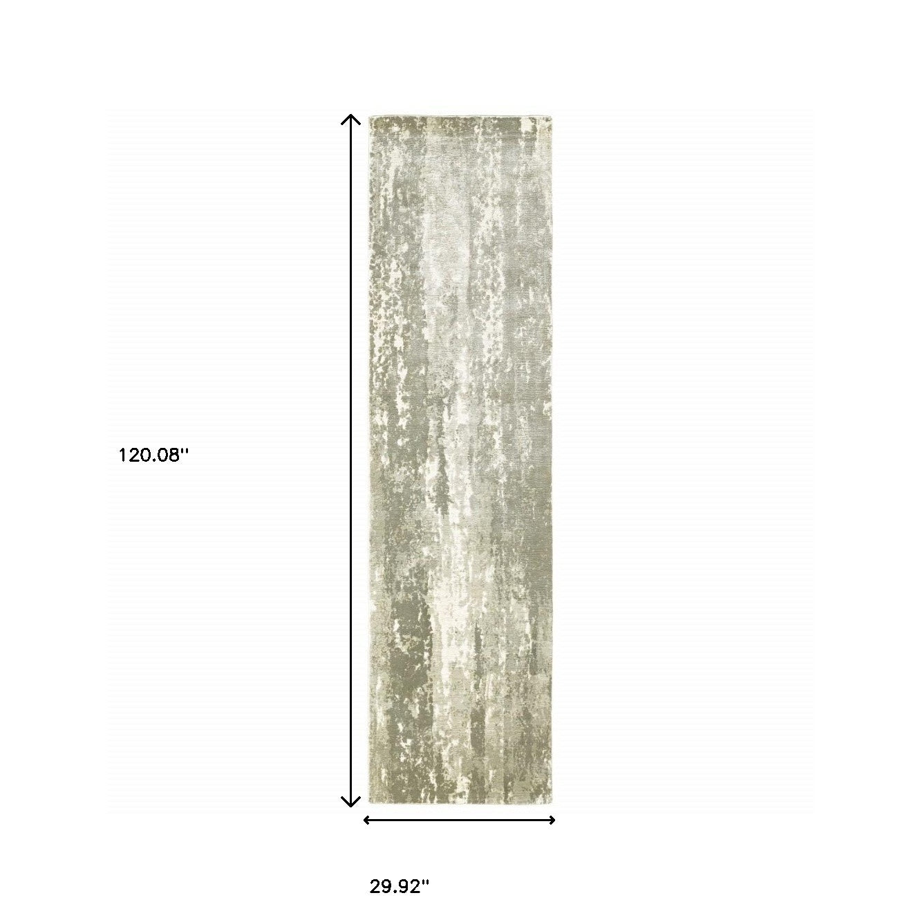 3' X 10' Gray And Ivory Abstract Splash Indoor Runner Rug-Area Rugs-DECOROLALA