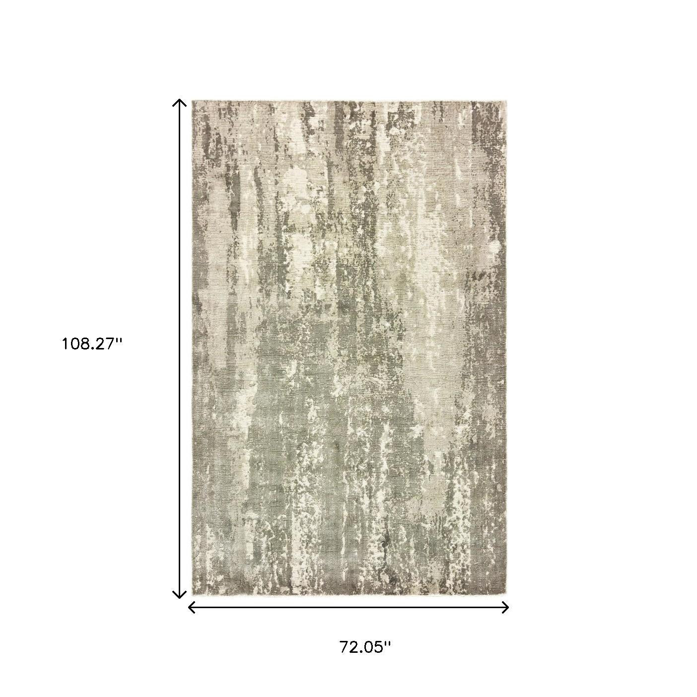 3' X 10' Gray And Ivory Abstract Splash Indoor Runner Rug-Area Rugs-DECOROLALA