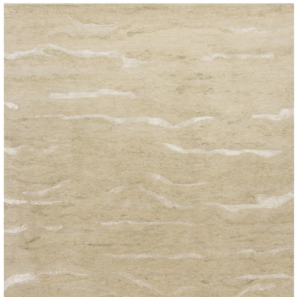 3' X 5' Beige And Ivory Abstract Hand Tufted Area Rug-Area Rugs-DECOROLALA