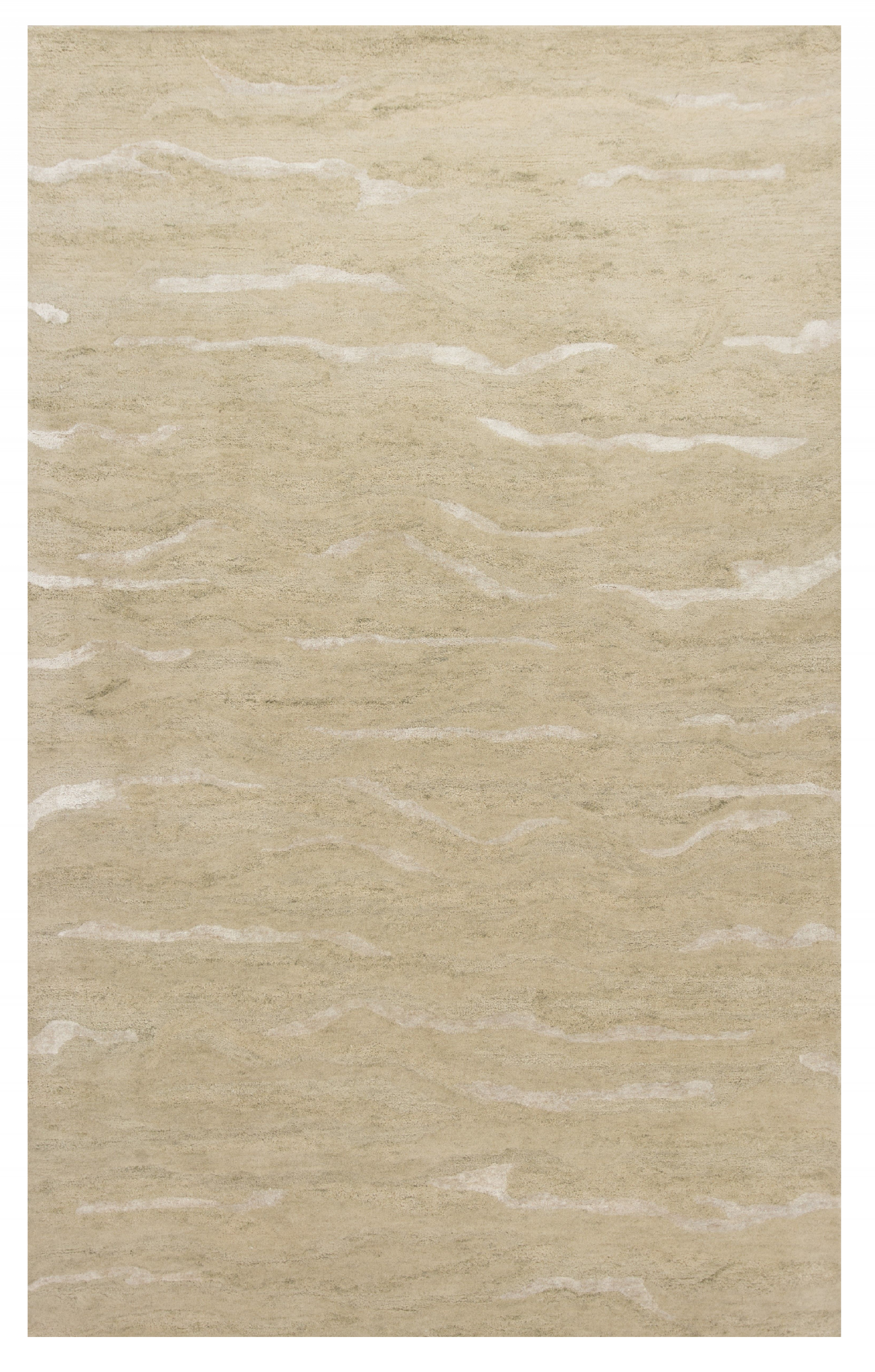 3' X 5' Beige And Ivory Abstract Hand Tufted Area Rug-Area Rugs-DECOROLALA