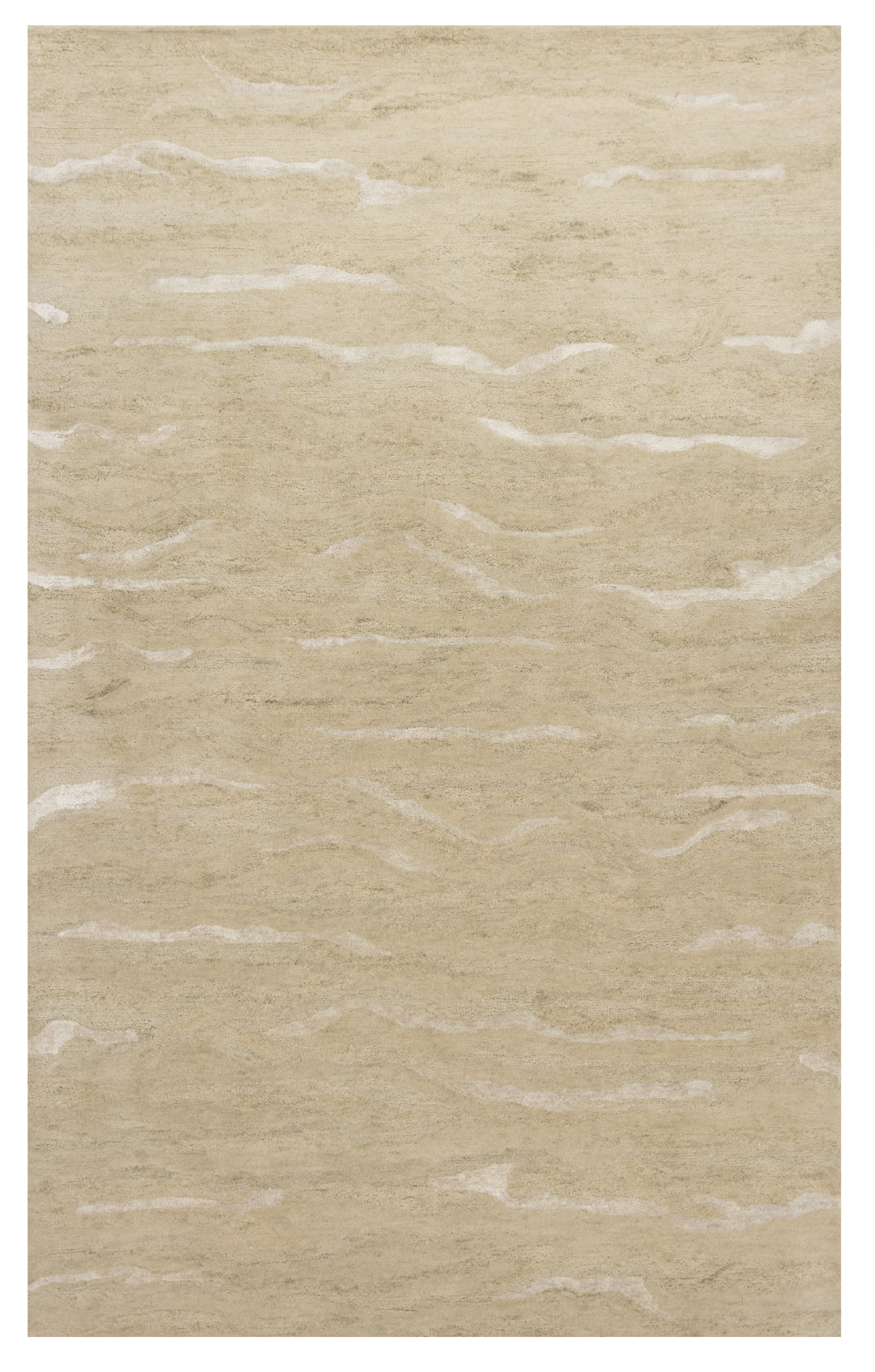 3' X 5' Beige And Ivory Abstract Hand Tufted Area Rug-Area Rugs-DECOROLALA