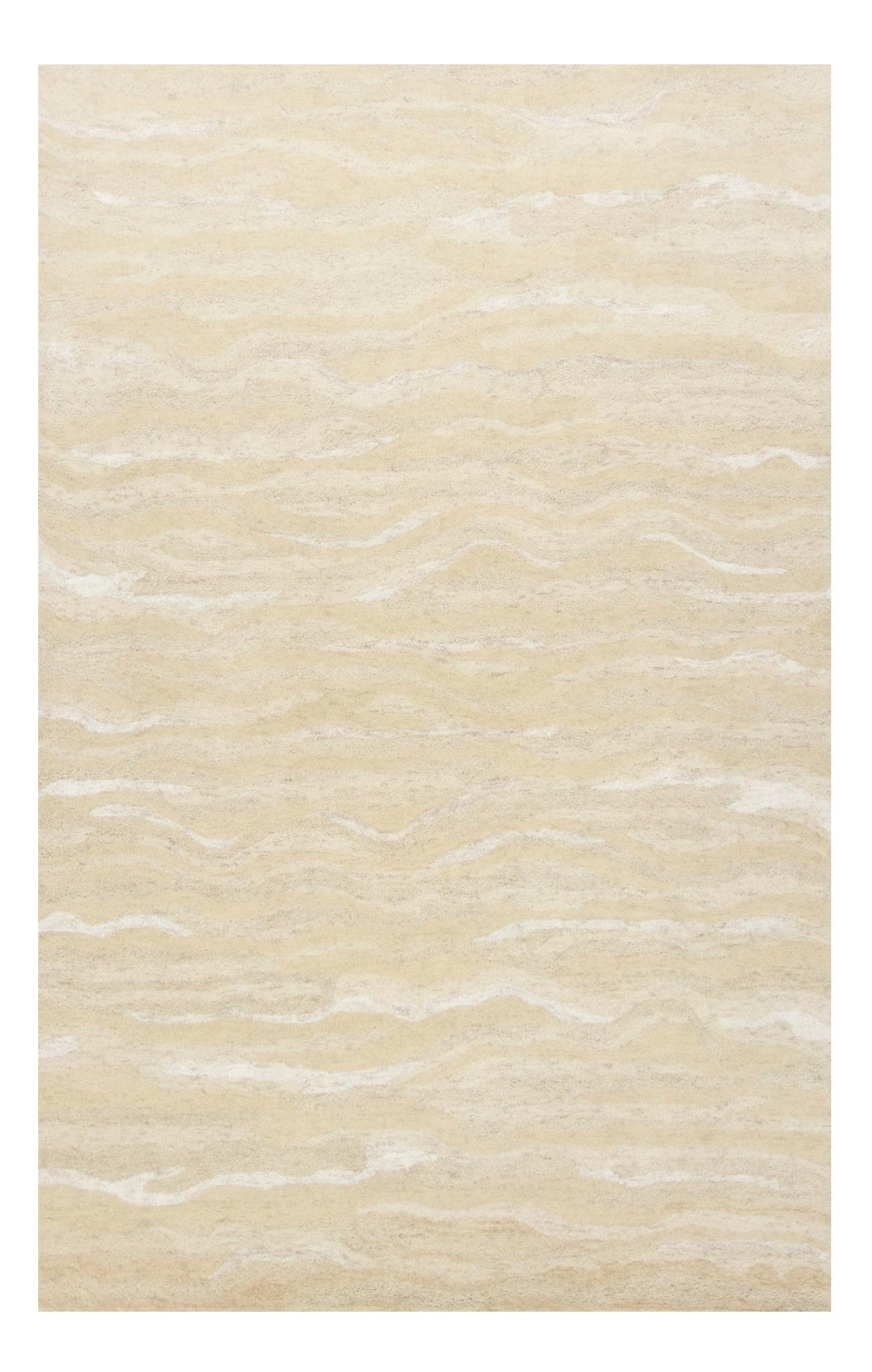 3' X 5' Beige And Ivory Wool Abstract Hand Tufted Area Rug-Area Rugs-DECOROLALA