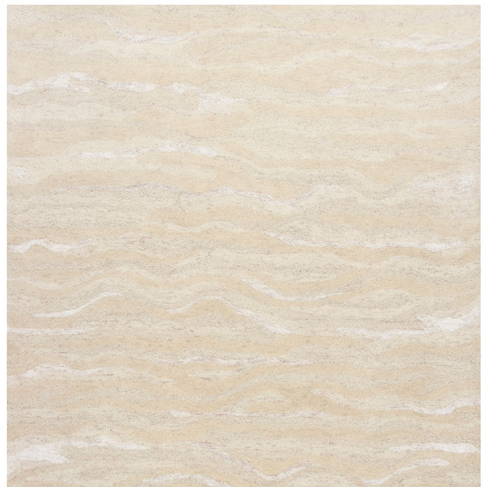 3' X 5' Beige And Ivory Wool Abstract Hand Tufted Area Rug-Area Rugs-DECOROLALA