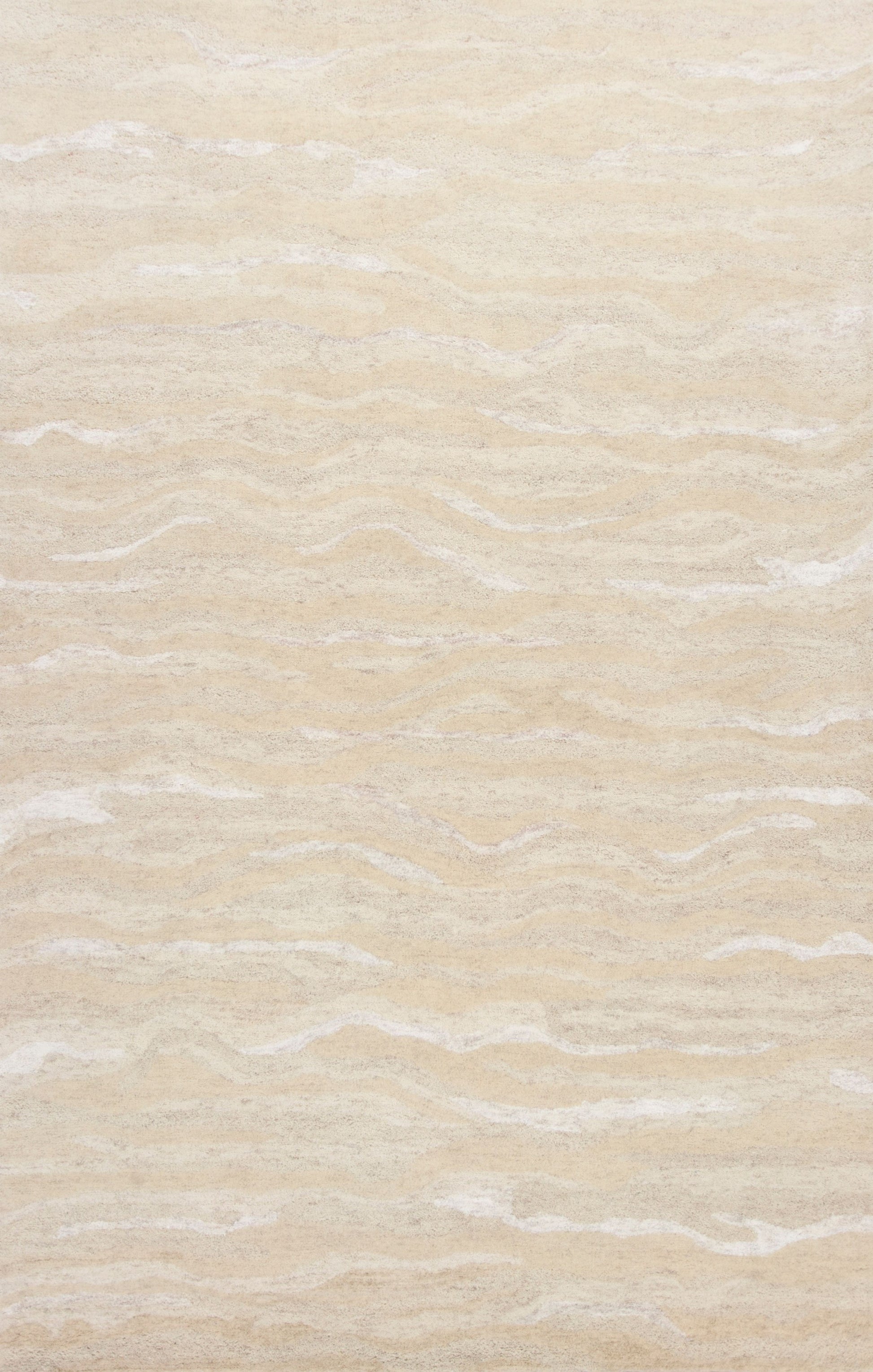 3' X 5' Beige And Ivory Wool Abstract Hand Tufted Area Rug-Area Rugs-DECOROLALA