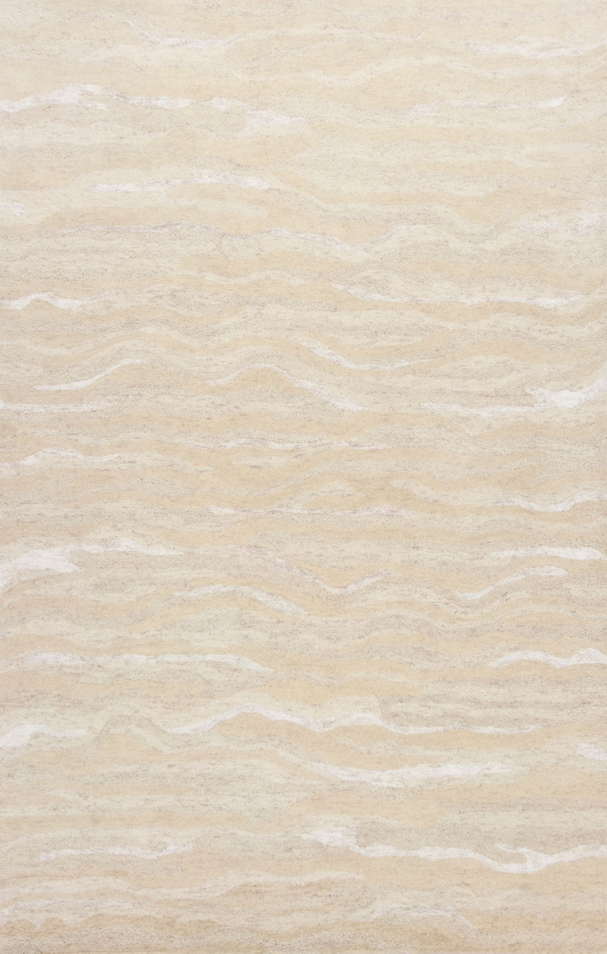 3' X 5' Beige And Ivory Wool Abstract Hand Tufted Area Rug-Area Rugs-DECOROLALA