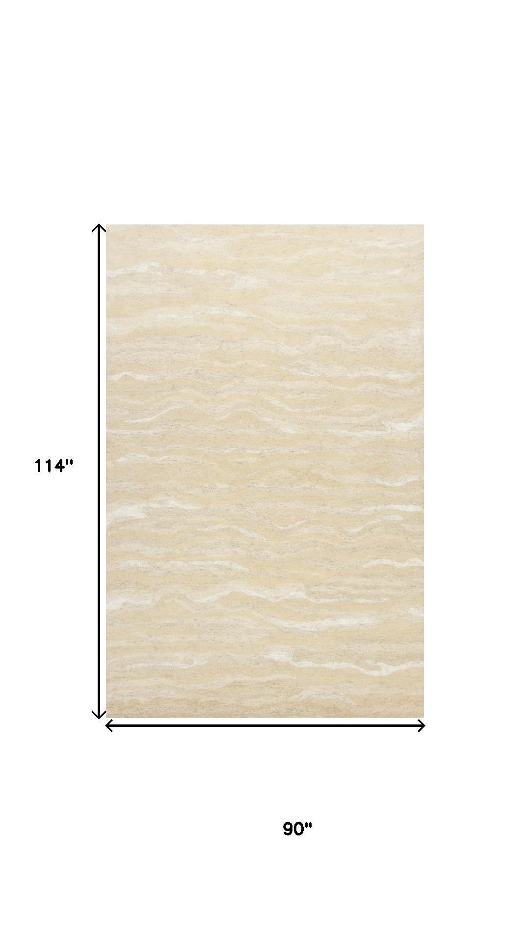 3' X 5' Beige And Ivory Wool Abstract Hand Tufted Area Rug-Area Rugs-DECOROLALA