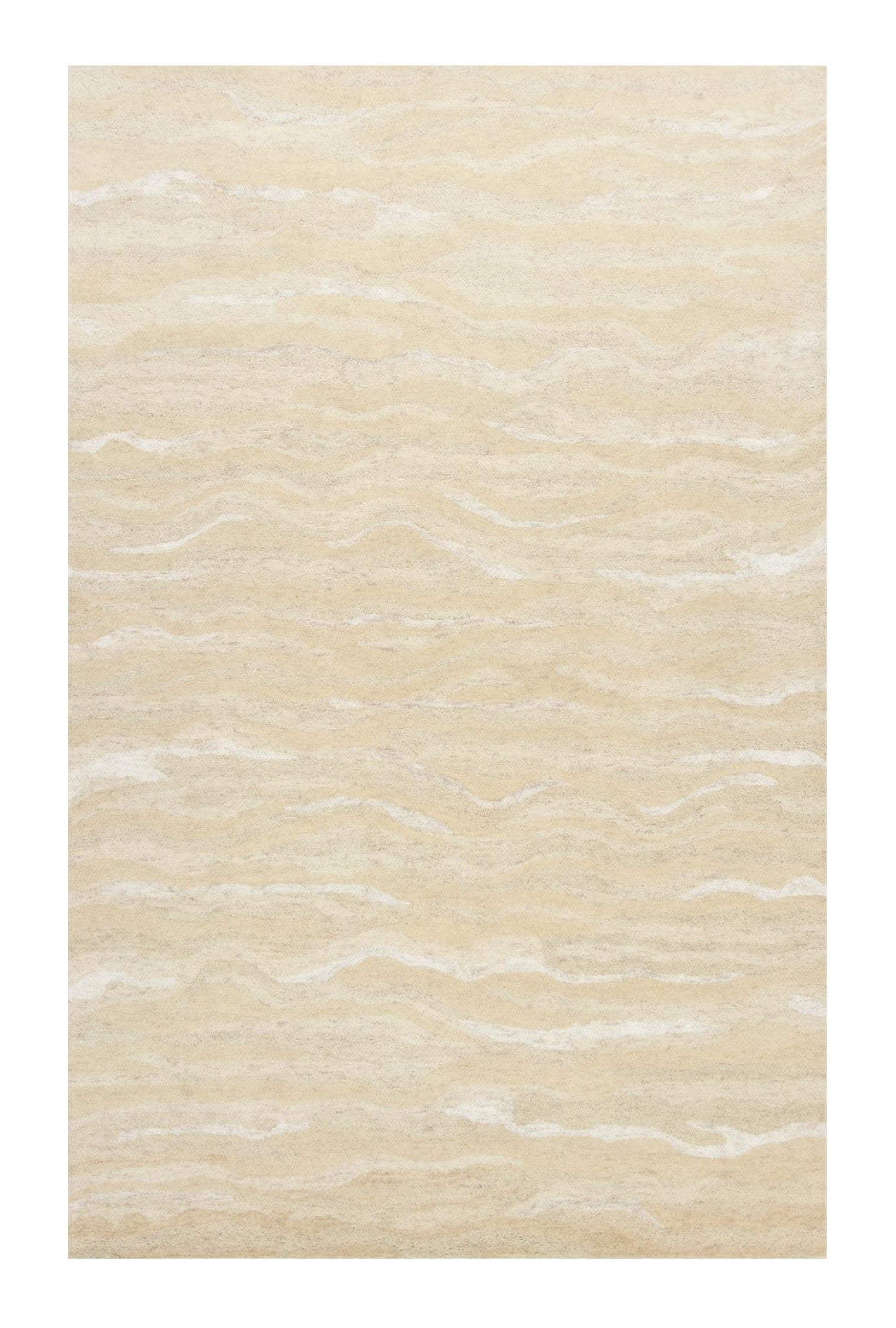 3' X 5' Beige And Ivory Wool Abstract Hand Tufted Area Rug-Area Rugs-DECOROLALA