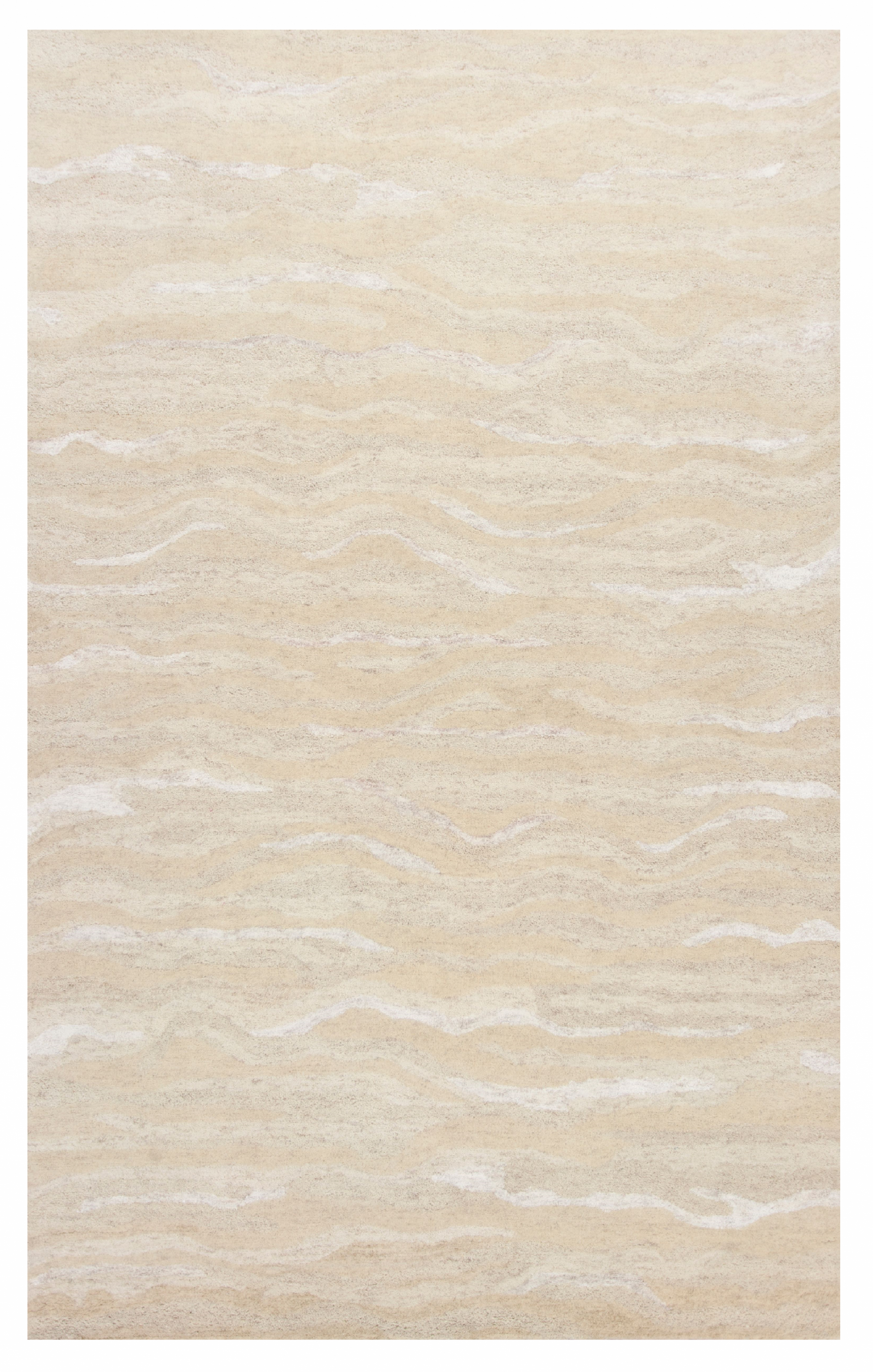 3' X 5' Beige And Ivory Wool Abstract Hand Tufted Area Rug-Area Rugs-DECOROLALA
