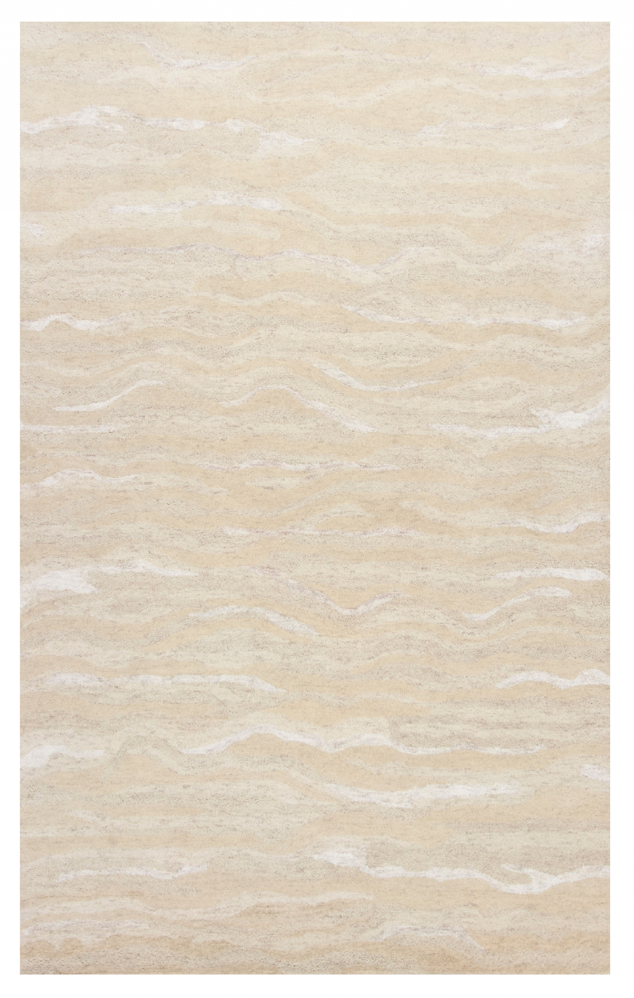 3' X 5' Beige And Ivory Wool Abstract Hand Tufted Area Rug-Area Rugs-DECOROLALA