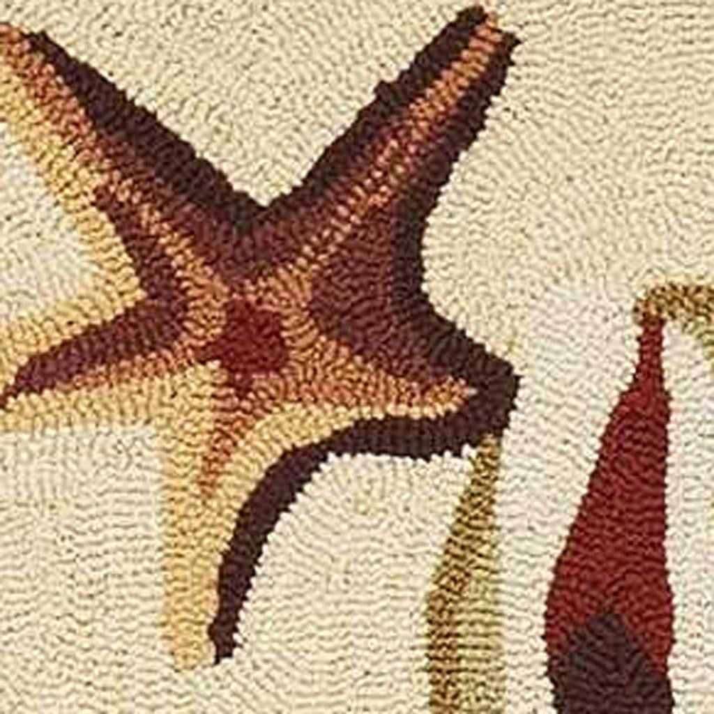 3' X 5' Beige Green And Brown Seashell and Coral Hand Tufted Area Rug-Area Rugs-DECOROLALA