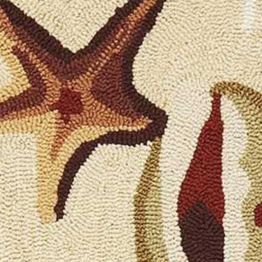 3' X 5' Beige Green And Brown Seashell and Coral Hand Tufted Area Rug-Area Rugs-DECOROLALA