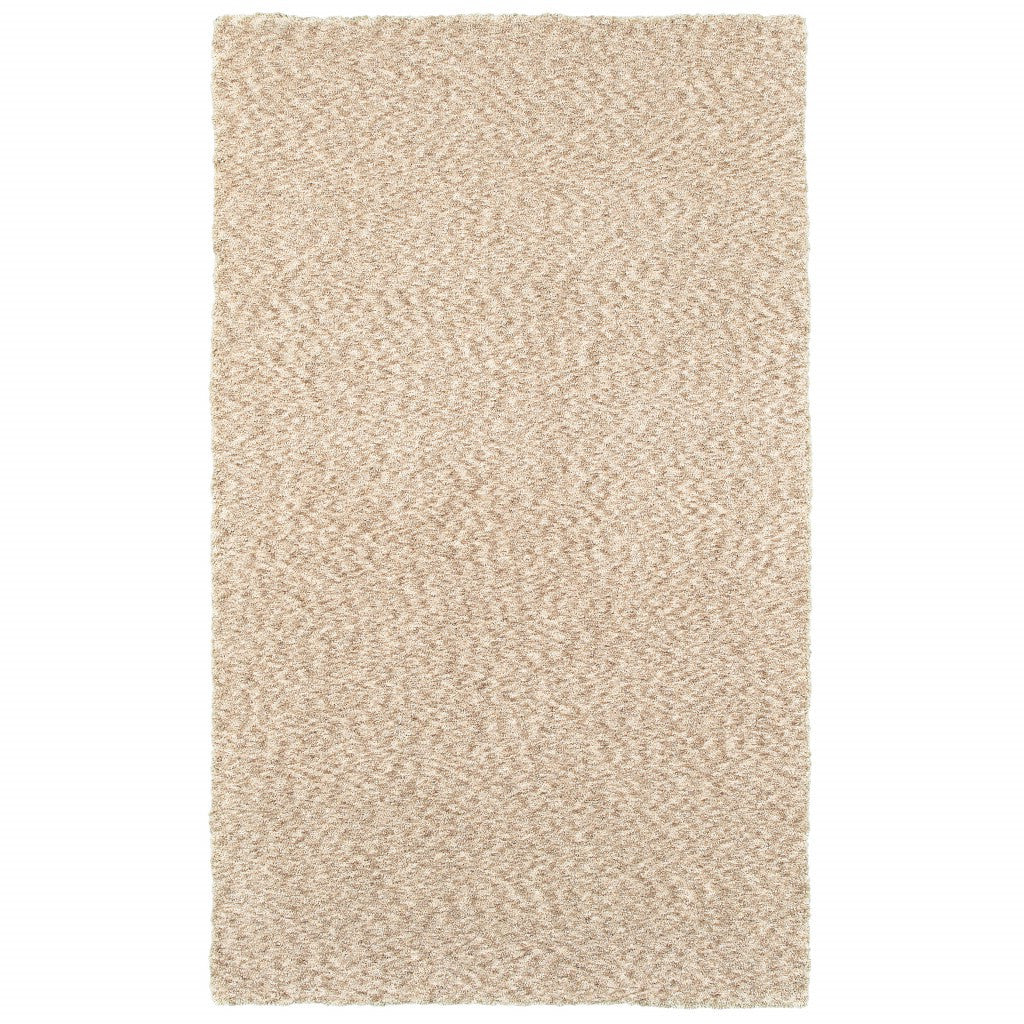 3' X 5' Beige Shag Hand Tufted Area Rug-Area Rugs-DECOROLALA