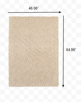 3' X 5' Beige Shag Hand Tufted Area Rug-Area Rugs-DECOROLALA
