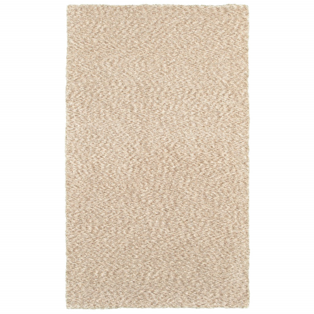 3' X 5' Beige Shag Hand Tufted Area Rug-Area Rugs-DECOROLALA