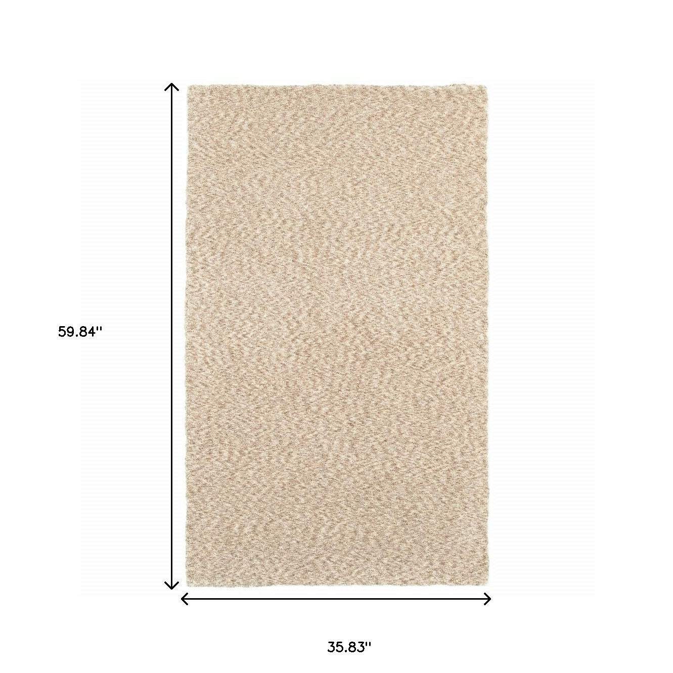 3' X 5' Beige Shag Hand Tufted Area Rug-Area Rugs-DECOROLALA