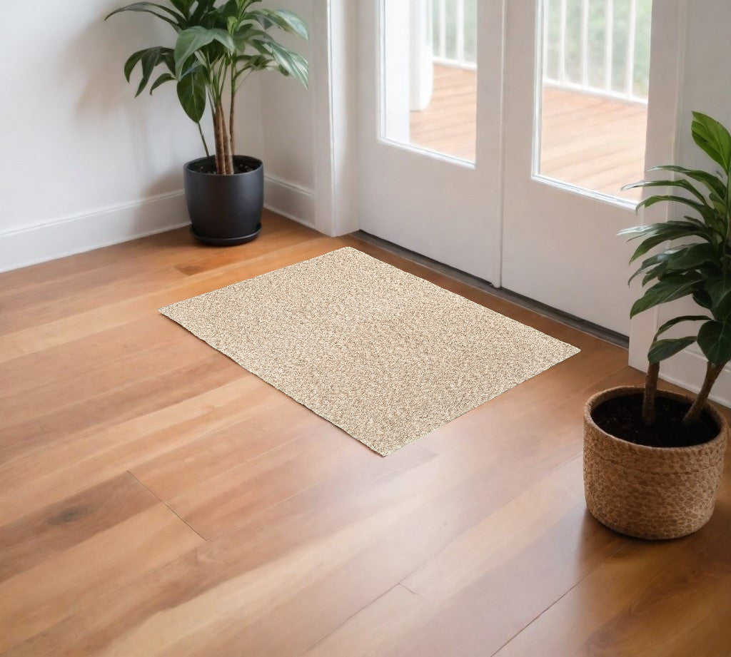 3' X 5' Beige Shag Hand Tufted Area Rug-Area Rugs-DECOROLALA