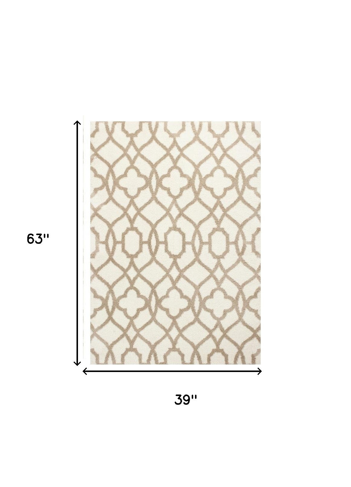 3' X 5' Beige and Ivory Area Rug-Area Rugs-DECOROLALA