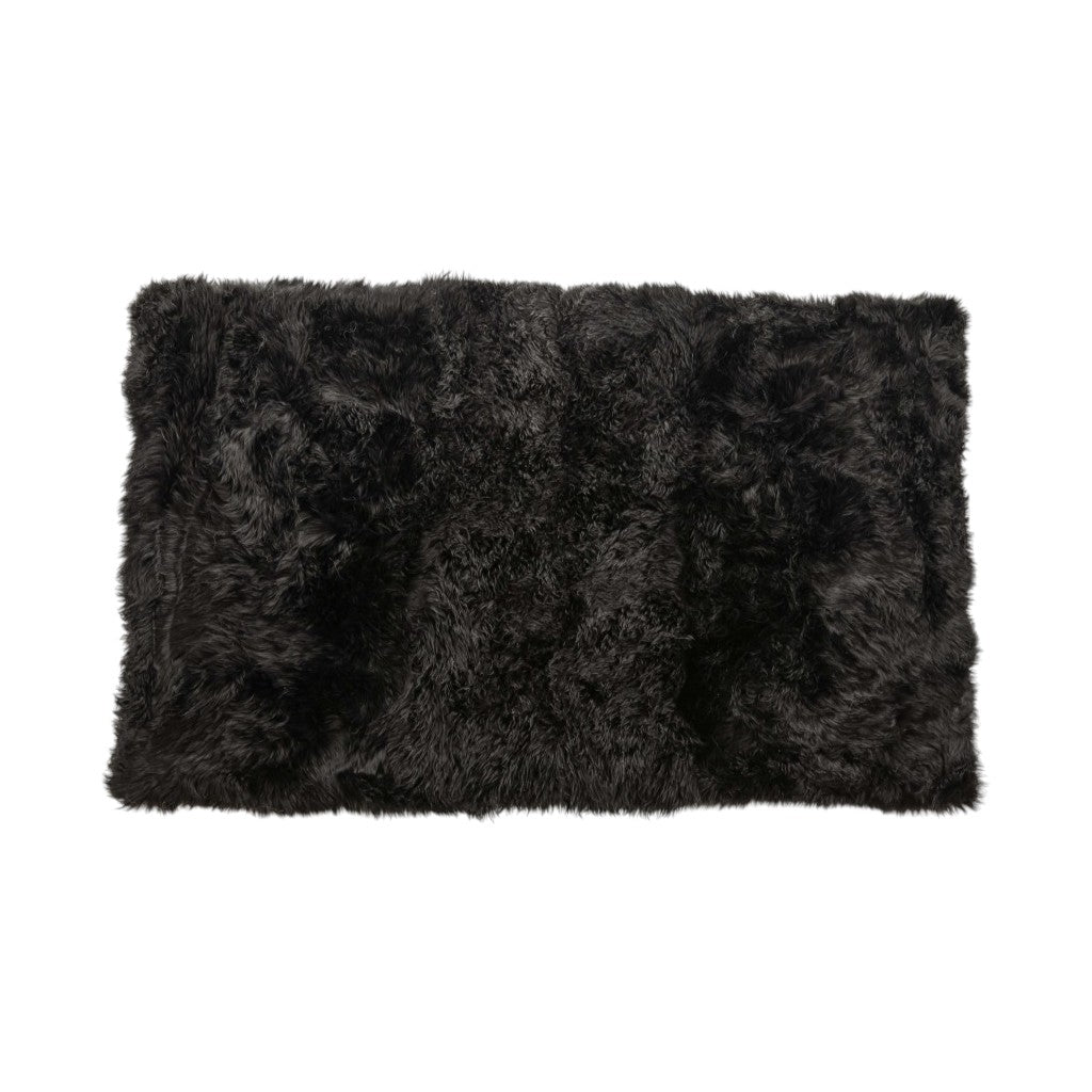 3' X 5' Black Natural Rectangular Sheepskin Area Rug-Area Rugs-DECOROLALA