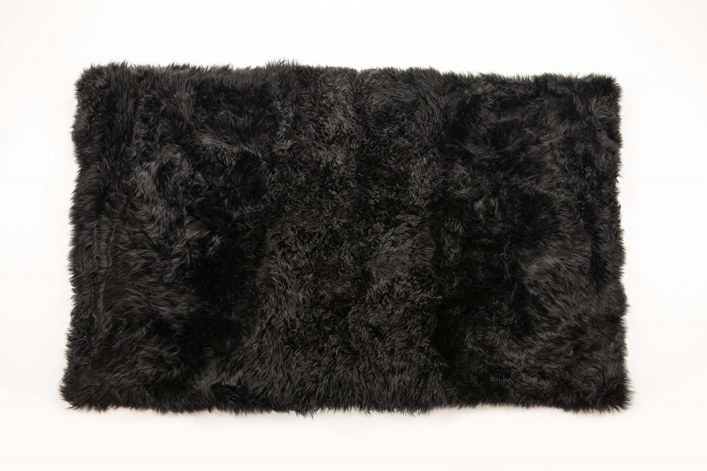 3' X 5' Black Natural Rectangular Sheepskin Area Rug-Area Rugs-DECOROLALA