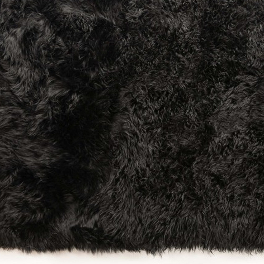 3' X 5' Black Natural Rectangular Sheepskin Area Rug-Area Rugs-DECOROLALA