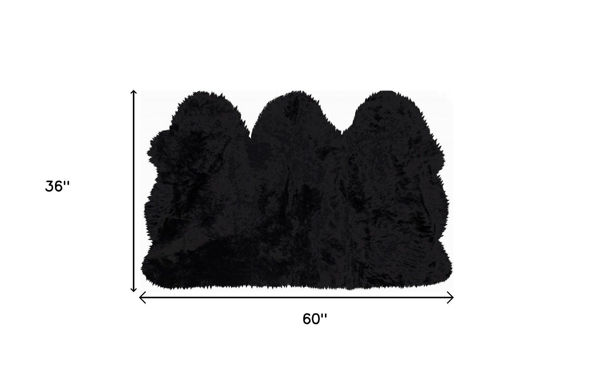 3' X 5' Black Natural Sheepskin Area Rug-Area Rugs-DECOROLALA