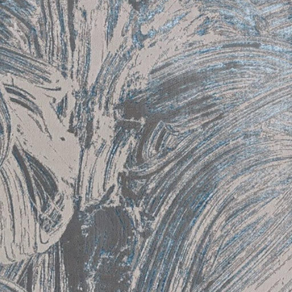 3' X 5' Blue And Silver Abstract Area Rug-Area Rugs-DECOROLALA