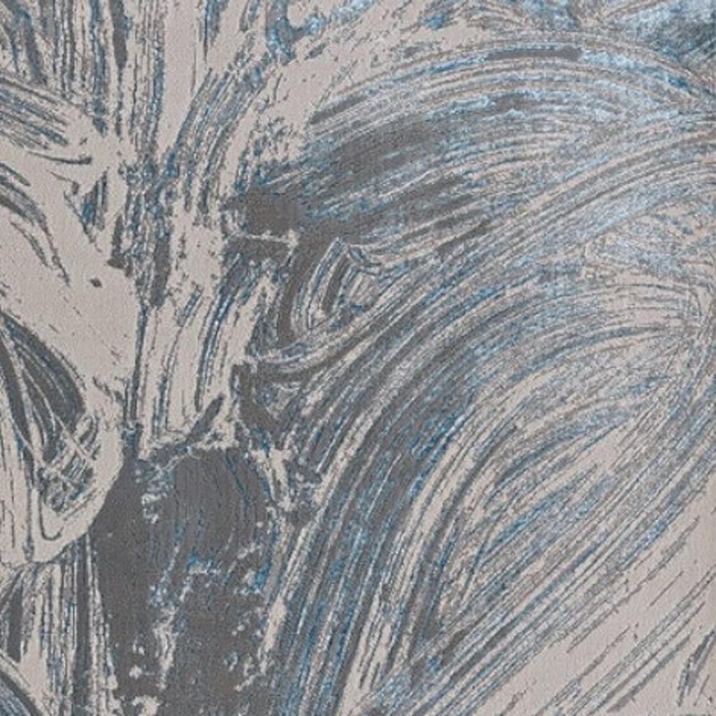 3' X 5' Blue And Silver Abstract Area Rug-Area Rugs-DECOROLALA