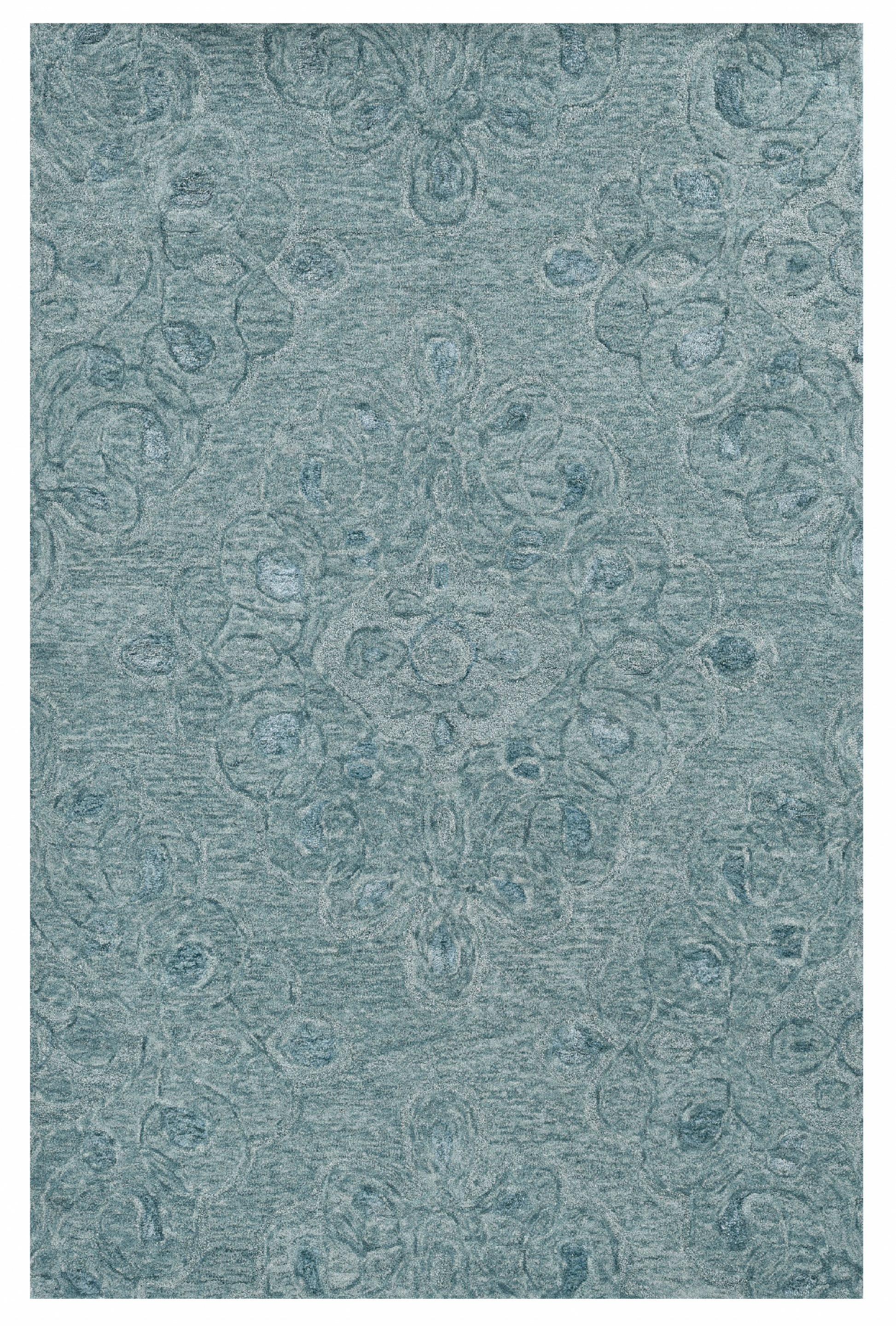 3' X 5' Blue And White Abstract Hand Tufted Area Rug-Area Rugs-DECOROLALA