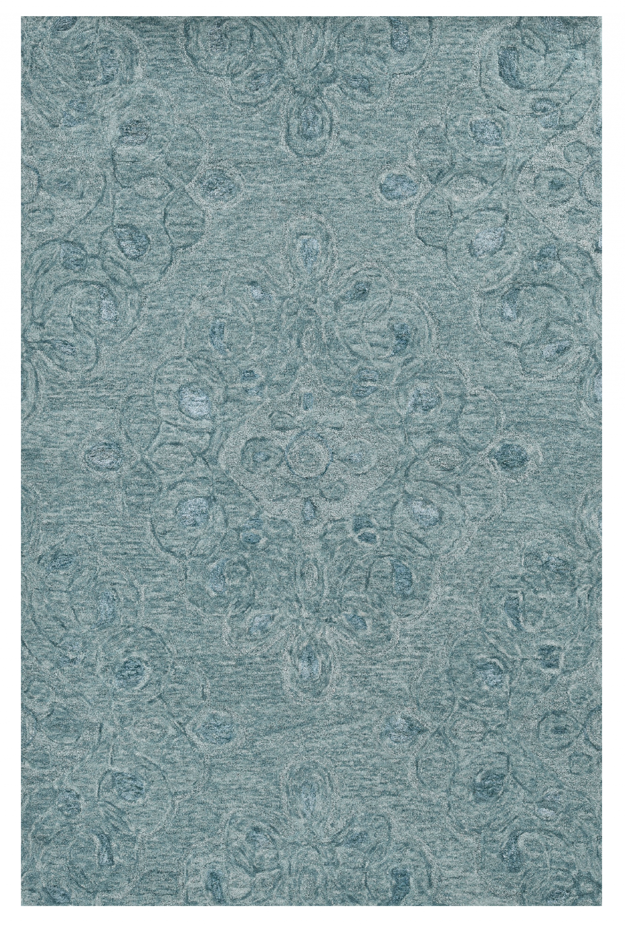 3' X 5' Blue And White Abstract Hand Tufted Area Rug-Area Rugs-DECOROLALA