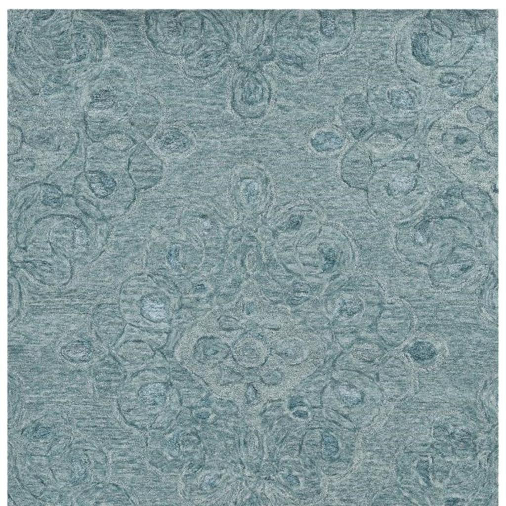 3' X 5' Blue And White Abstract Hand Tufted Area Rug-Area Rugs-DECOROLALA