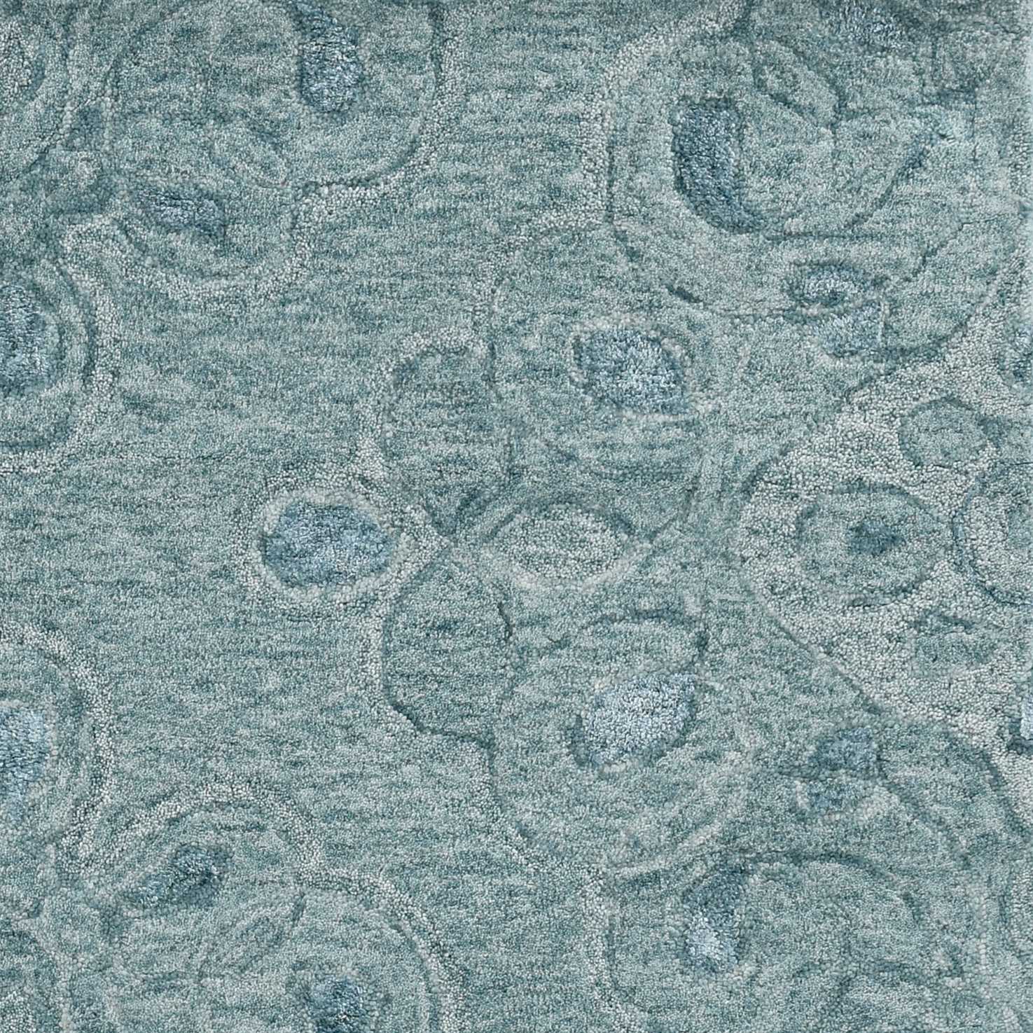 3' X 5' Blue And White Abstract Hand Tufted Area Rug-Area Rugs-DECOROLALA