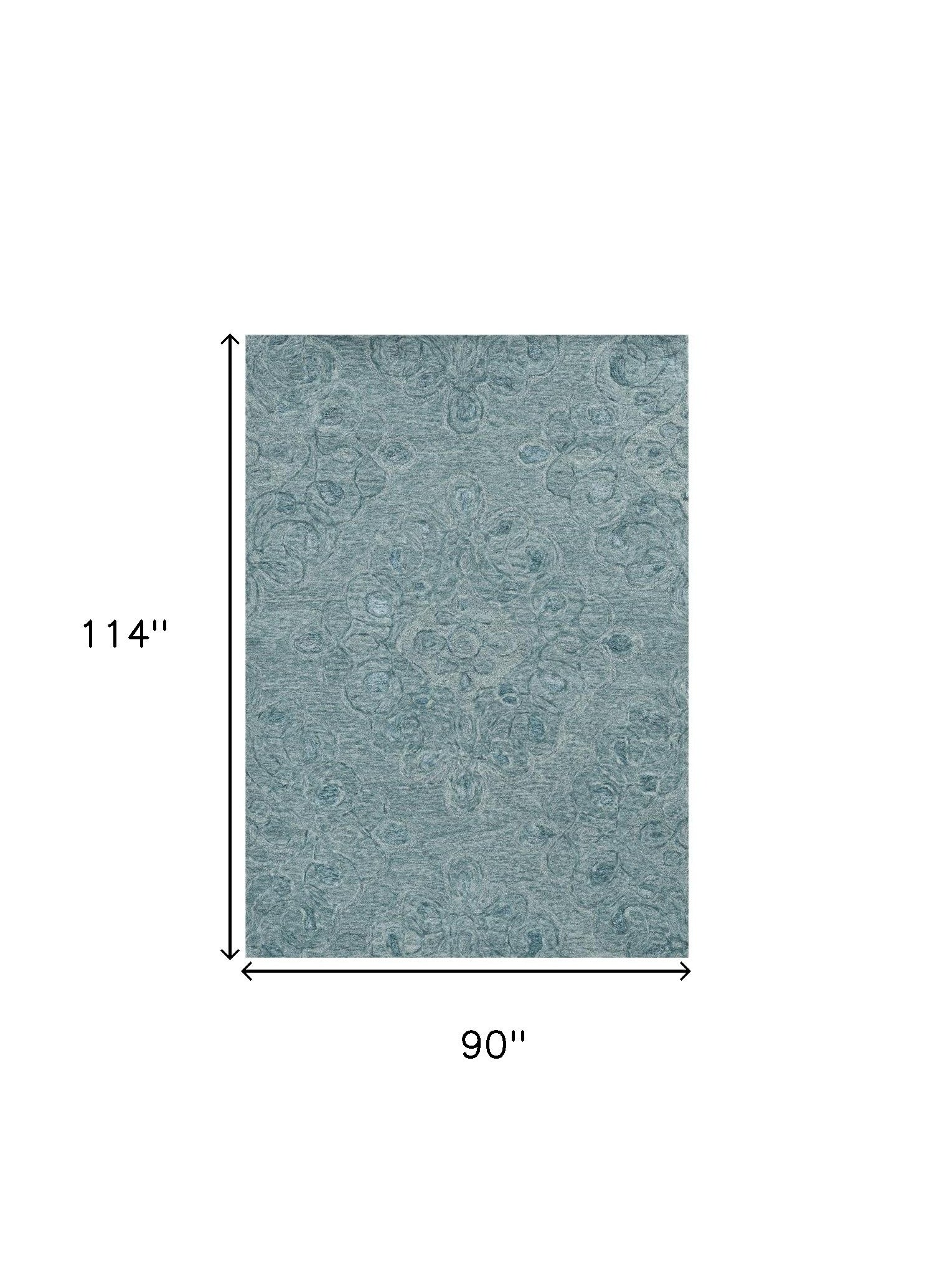 3' X 5' Blue And White Abstract Hand Tufted Area Rug-Area Rugs-DECOROLALA